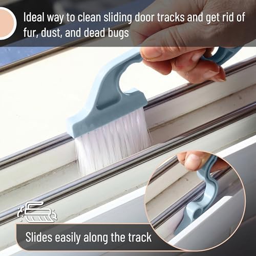 Slick- Window Track Cleaning Brush, 3 Pack, Colorful Ergonomic Handle, Built-in - Image 4