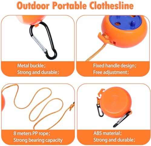 Camping Retractable Clothesline, Adjustable 32ft/10M Camping Clothesline - Image 4