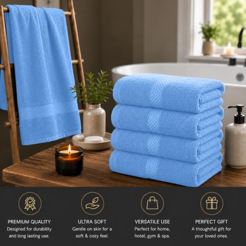 DAN RIVER 600 GSM Cotton Large Bath Towels Set of 4, 27 x 54 Inches - Image 4