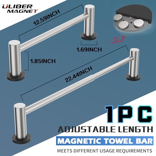 ULIBERMAGNET Magnetic Towel Holder, 1 Set Magnetic Towel Rail Silver - Image 2