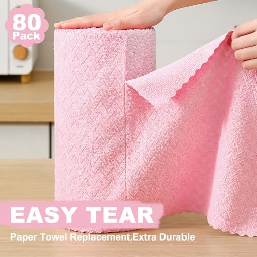 80 Pack Microfiber Cleaning Cloth Roll Reusable Paper Towels 12"x12" Tear Away - Image 3