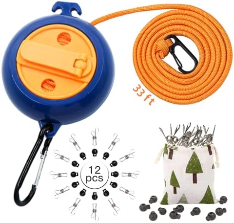 Portable Travel Clothesline, 33ft Camping Clothes line by Caudblor