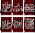 Bencailor 6 Pcs Red Black Plaid Kitchen Towels Decorative Sets Dish Towels by Bencailor