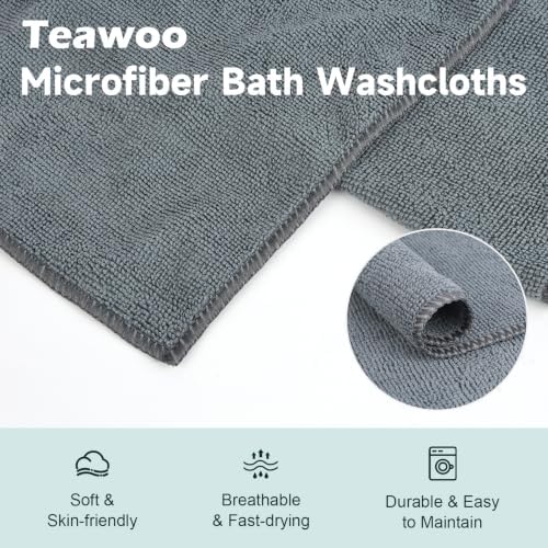 TEAWOO Grey Washcloths 15 Pack, Highly Absorbent & Quick Drying - Image 4