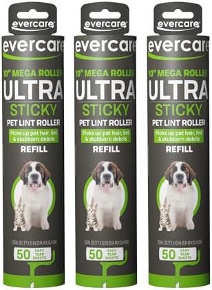 Evercare Pack of 3 All-Purpose Pet Mega Oversized Lint Roller Refills, 50 by Evercare
