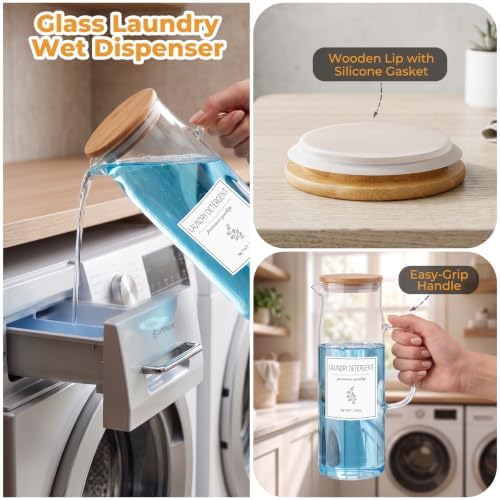 Acrylic Laundry Pod Containers and Dryer Sheet Holder & Glass Laundry Detergent - Image 4