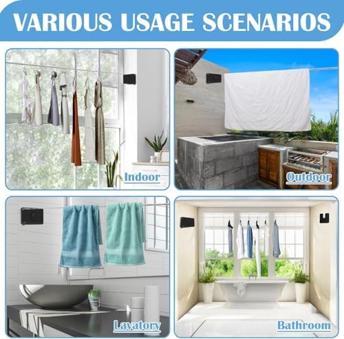 Retractable Clothesline Indoor, Non-Sagging Outdoor Clothes Line Retracting - Image 6