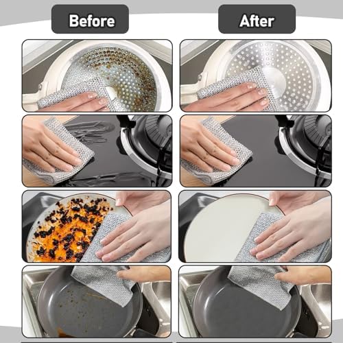 XANGNIER Non Scratch Wire Dishcloth, Wire Dishwashing Rags, 8 * 8 in - Image 4