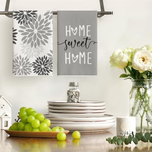 Artoid Mode Grey Home Sweet Home Stripes Boho Spring Kitchen Towels Dish Towels - Image 2