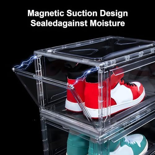 MMBABY 12 Pack Acrylic Clear Shoe Boxes, Ultra Clear Stackable Sneaker Display - Image 5