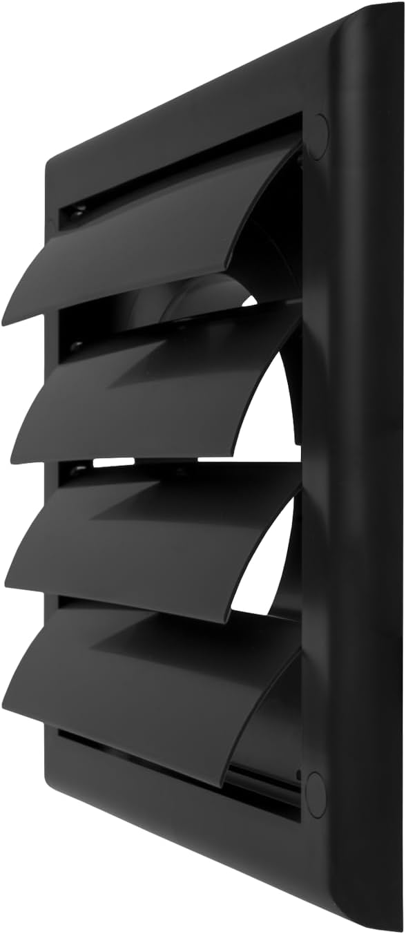 Repa Market 4 Inch Vent Cover - Black Plastic Shutter Wall Vent Cover - Louvered Vent Cover for Outdoor - Hood Vent, Exhaust Vent for Bathroom, Kitchen, House HVAC Air Duct Vent Cover Outside