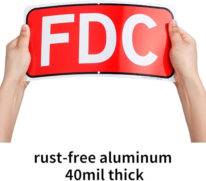 FDC Sign, Fire Department Connection Sign, 12"x 6" - .040 Rust Free Aluminum – Reflective, UV Protected and Weatherproof
