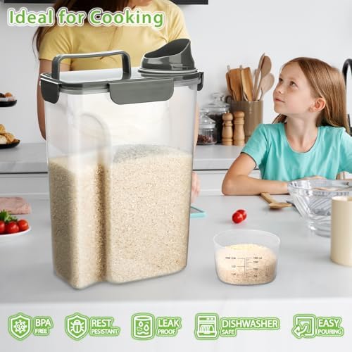 Viretec Rice Storage Container, 5 to 10lb Dry Food Airtight Dispenser, Pet Dog - Image 5