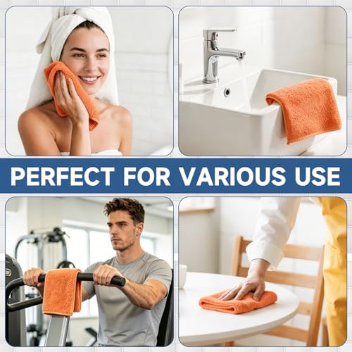 TEAWOO Coral Velvet Orange Washcloths 12 Pack, Highly Absorbent and Soft - Image 6