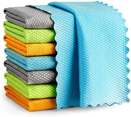 AIDEA Microfiber Glass Cleaning Cloth-8PK, Magic Cleaning Cloths 12"x12" by AIDEAHOME
