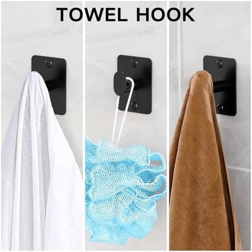 KLJKPA 8-Piece Black Bathroom Hardware Set, 24 inch Towel Bar - Image 6