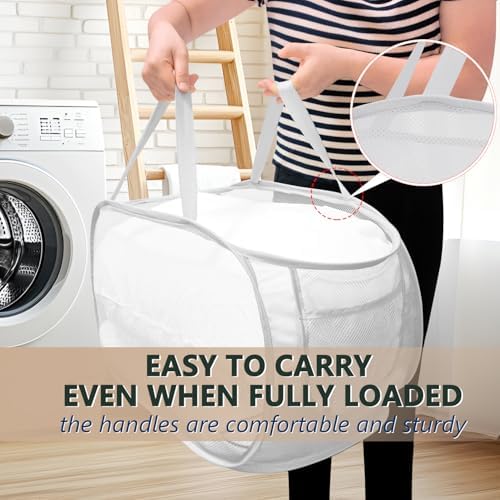 Collapsible Laundry Hamper Basket, Pop Up Mesh Foldable Bag - Image 4