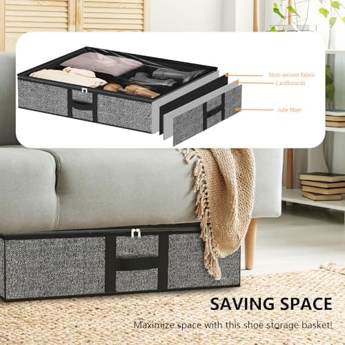 homyfort Under the Bed Shoe Organizer Fits 12 Pairs and 4 Pairs Boots, Sturdy & - Image 3