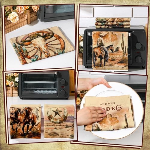 Sunnyray 6 Pack Western Cowboy Horse Kitchen Towels, Horse Themed Dish Hand - Image 6