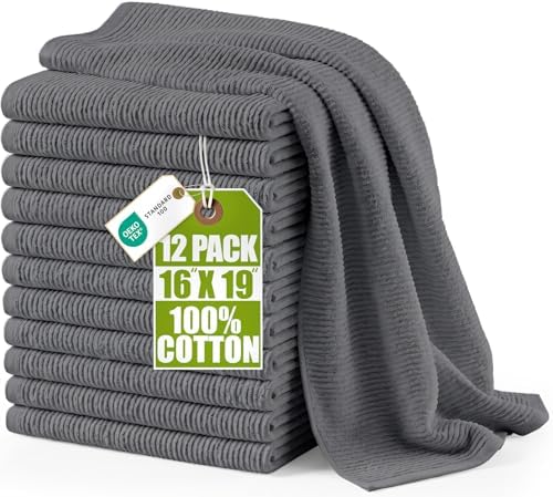 Utopia Towels Ribbed Kitchen Bar Mops, 12 Pack, 16x19 in by Unknown