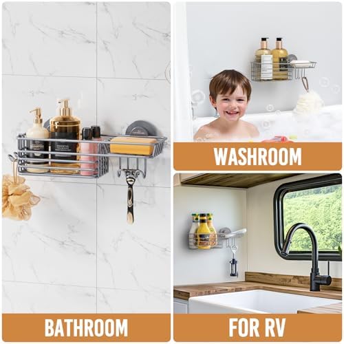 LEVERLOC Shower Caddy Suction Cup, Heavy Duty Bathroom Organizer - Image 6