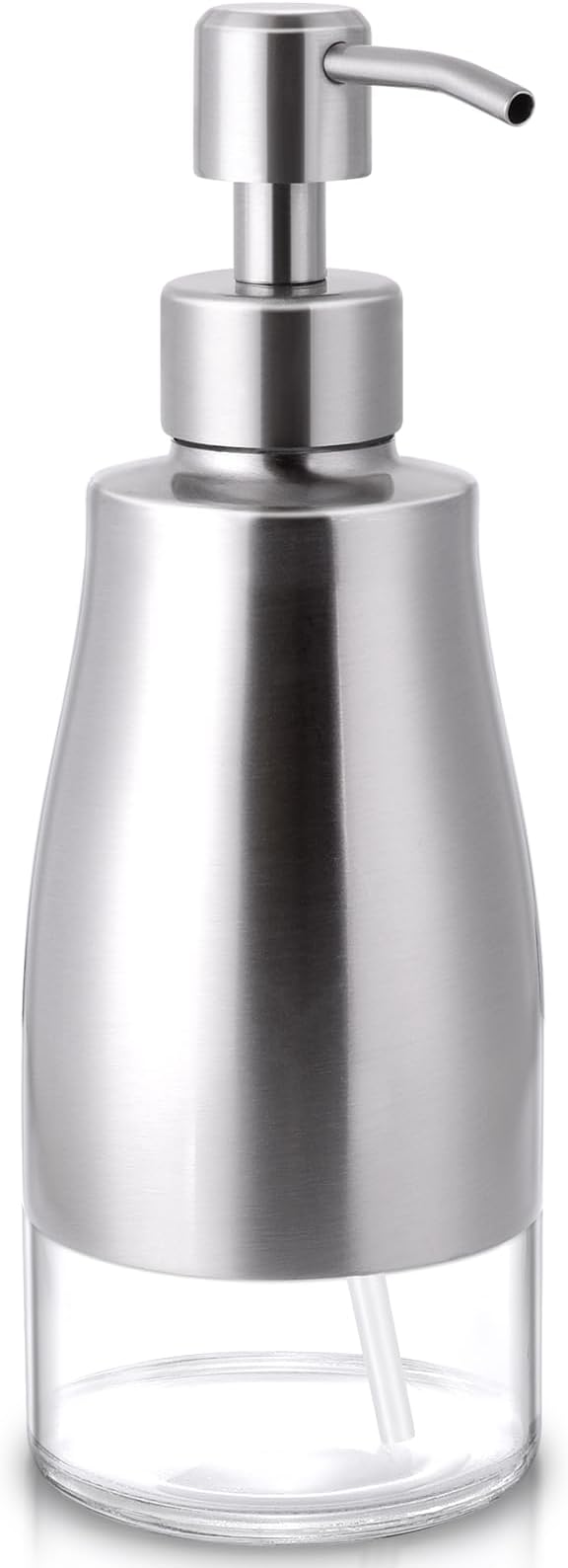 Non-Slip Soap Dispenser with Brushed Nickel Stainless Steel Case, Glass Liner by MasterofLifeOptimization