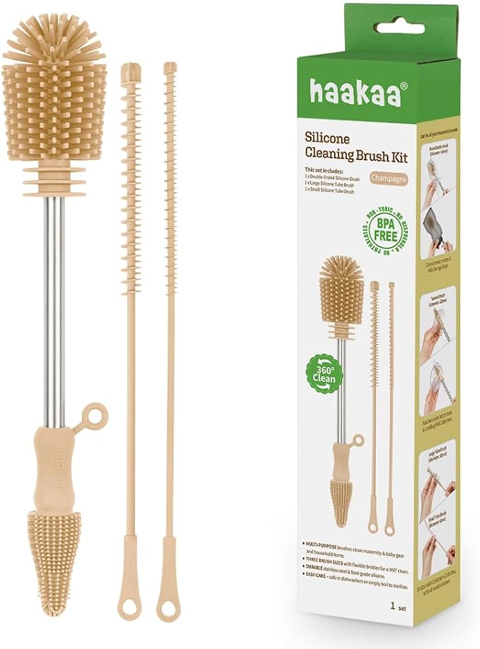 Haakaa Food-Grade Silicone Cleaning Brush Kit 3-Piece | Household Cleaning by haakaa