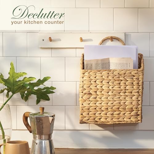 Set of 2 Wicker Hanging Basket for Organizing, Front Door, Flowers - Image 5