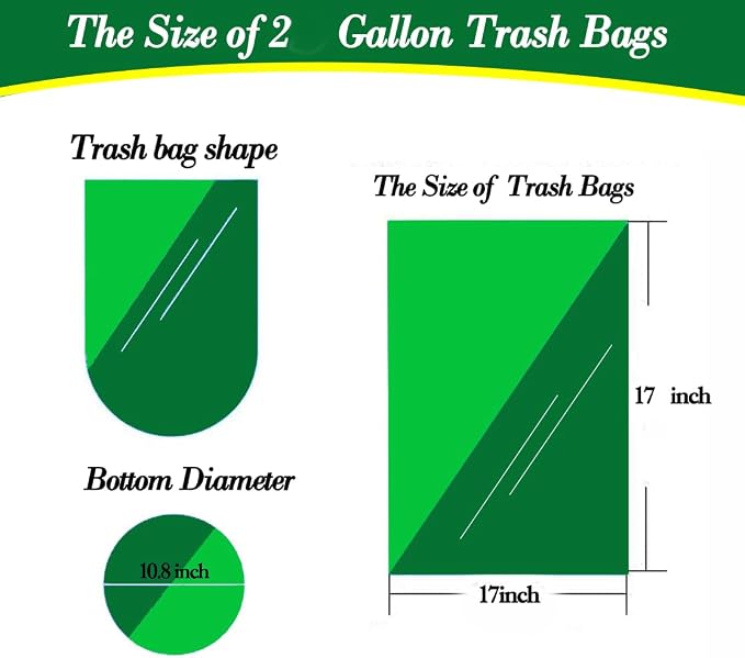 Hommaly 2 Gallon 200 pcs Small Black Trash Bags, Strong 1.8 Gallon Garbage Bags - Image 2
