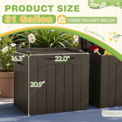 Greesum 31 Gallon Deck Box for Outside, All Weather Outdoor Storage Boxes for - Image 7