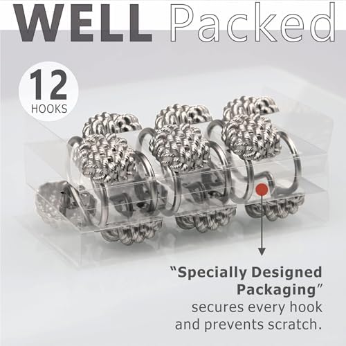 Brushed Nickel Shower Curtain Hooks: Rust Proof Metal Curtain Rings - Image 6