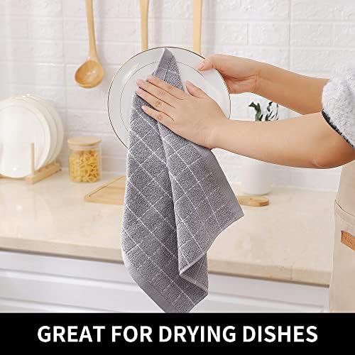 Homaxy 100% Cotton Terry Kitchen Dish Cloths, 7 Pack, Light Grey - Image 4