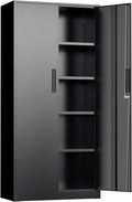 Oakmont Metal Storage Cabinet for Tool Organization, 72" Lockable Garage Storage Cabinets with 2 Doors and 4 Adjustable Shelves, Locking File Cabinet for Office, Home, School (72“ Standard-Black)