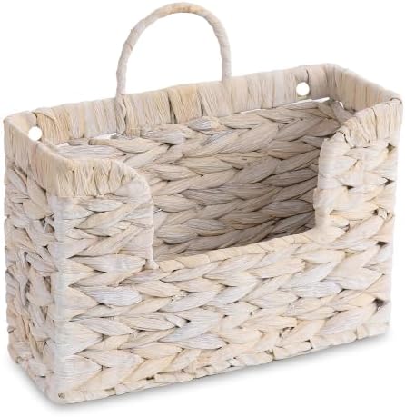 PINXIURY Magazine Holder Wall Basket Water Hyacinth Woven Mail Organizer by PINXIURY