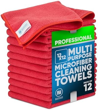 MW PRO Microfiber Cleaning Cloths Red by MicrofiberWholesale