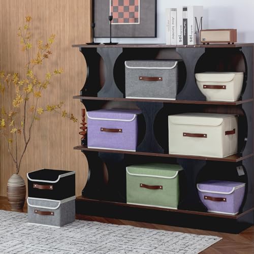 2PCS Storage Bins Boxes with Lids Decorative Fabric Baskets - Image 6