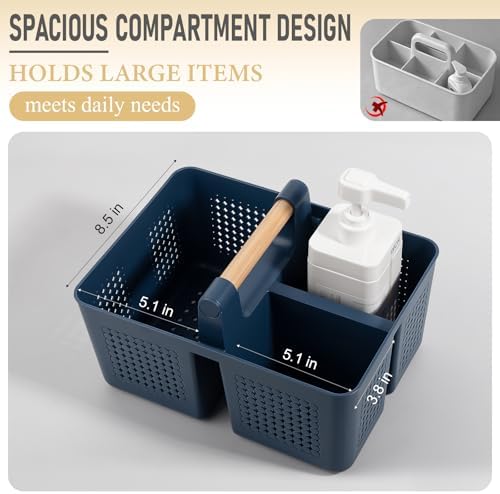JiatuA Portable Shower Caddy Basket Plastic Caddy Organizer Large Navy Blue - Image 5