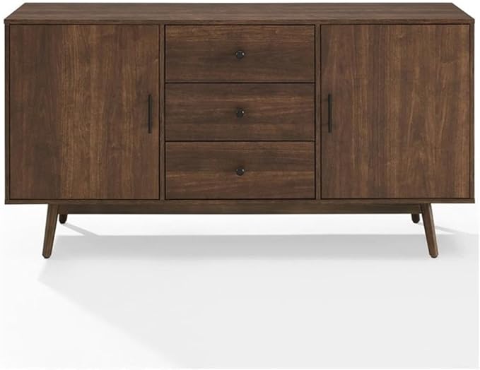 Pemberly Row 3-Drawer Mid-Century Wood Sideboard Buffet Cabinet in Brown