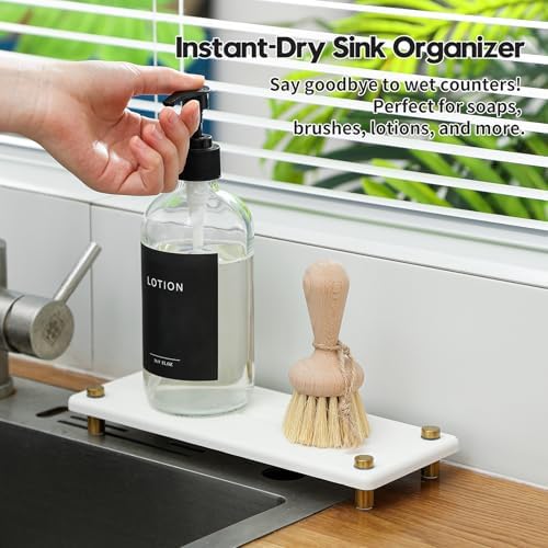 Razborci Water Absorbing Stone Sink Caddy Kitchen Sink Organizer Tray, - Image 2