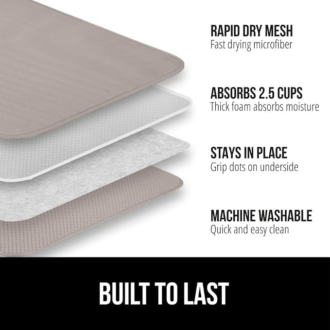 GORILLA GRIP Ultra Water Absorbent Microfiber Dish Drying Mat, Slip Resistant - Image 2