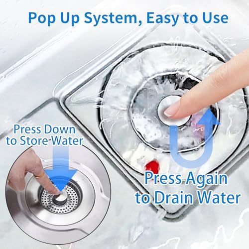 3 in 1 Kitchen Sink Drain Strainer, Pop up Sink Stopper Kitchen Drain, - Image 3