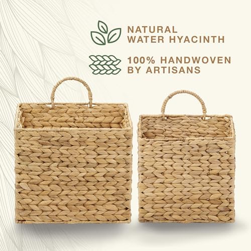 Set of 2 Wicker Hanging Basket for Organizing, Front Door, Flowers - Image 6