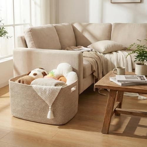 JMvicyroam 96L Large Woven Cotton Rope Blanket Basket - Image 2