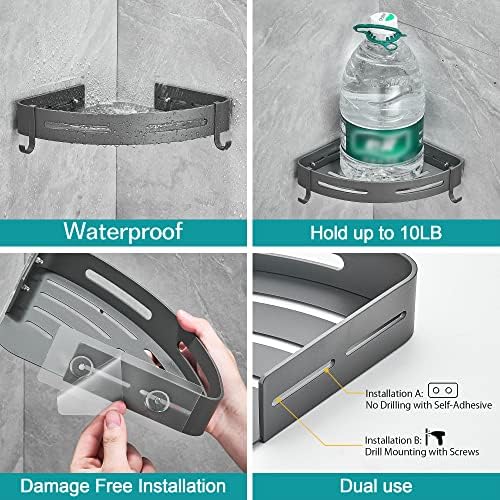 2-Tier Corner Shower Shelf, Dark Grey - Image 2