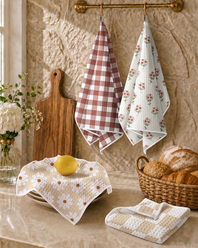 Miss Adola Reversible Microfiber Kitchen Towels Set of 2, Rustic Bloom - Image 5