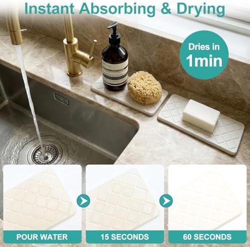Small Quick Dry Bathroom Counter Trays Water Absorbing Stone Kitchen Soap - Image 2
