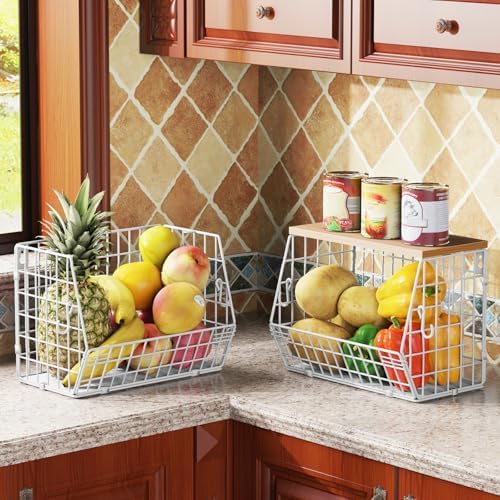 White Fruit Bowl Wire Basket Storage Pantry Fruit and Vegetable Storage Fruit - Image 6