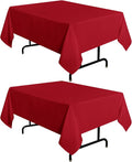 sancua 2 Pack Red Tablecloth 54 x 54 Inch, Stain and Wrinkle Resistant Square Table Cloth - Washable Polyester Table Cover for Dining Tables, Buffet Parties and Camping