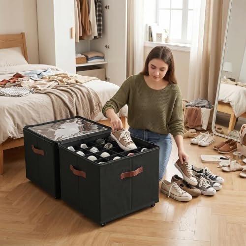 EE-RoomWorld 2 Pack rolling shoe rack on wheels, No Assemble Required shoe - Image 5