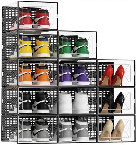 NEWBULIG 12 Pack Clear Shoe Storage Boxes, Stackable Sneaker Storage Case by NEWBULIG